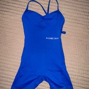 Peachee Bum Blue Open Back Romper